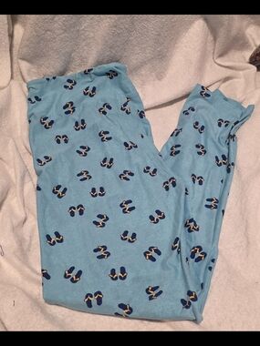 Lularoe Blue Flip Flop Leggings EUC Stretchy